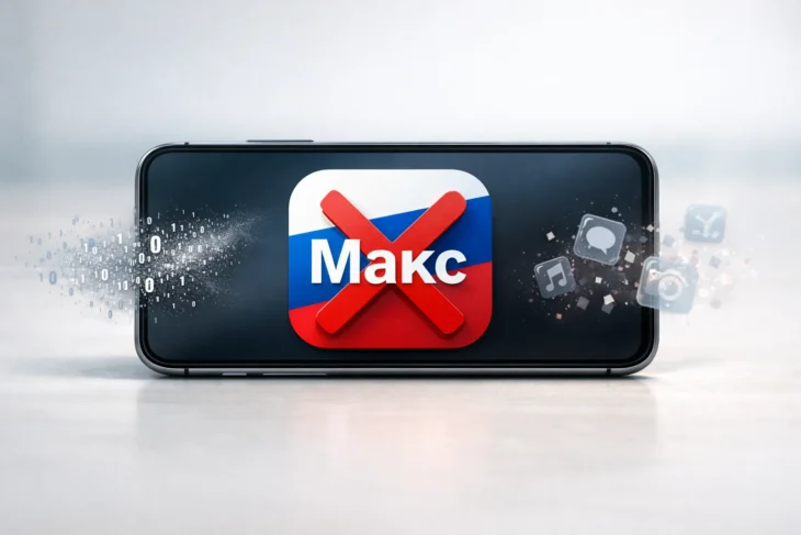 Иконка приложения Макс с красным крестом удаления на экране телефона
